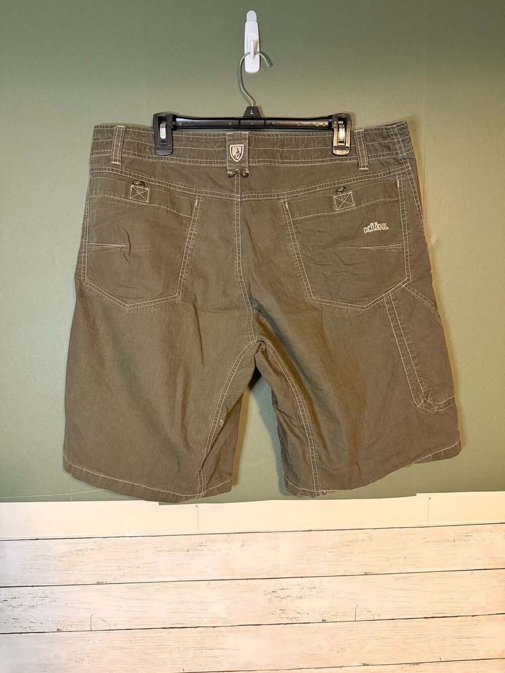 Kuhl Rydr Mens 38 Shorts Olive Green Cotton Nylon Hiking Outdoor Cargo Casual - Picture 2 of 6